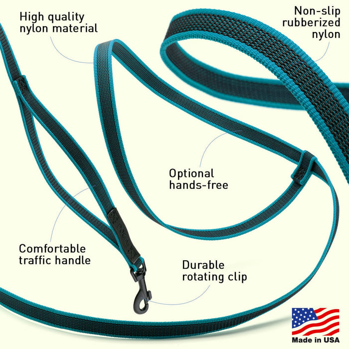 Rubber Infused Nylon Multifunctional Dog Leash for Walking and Running Hands Free