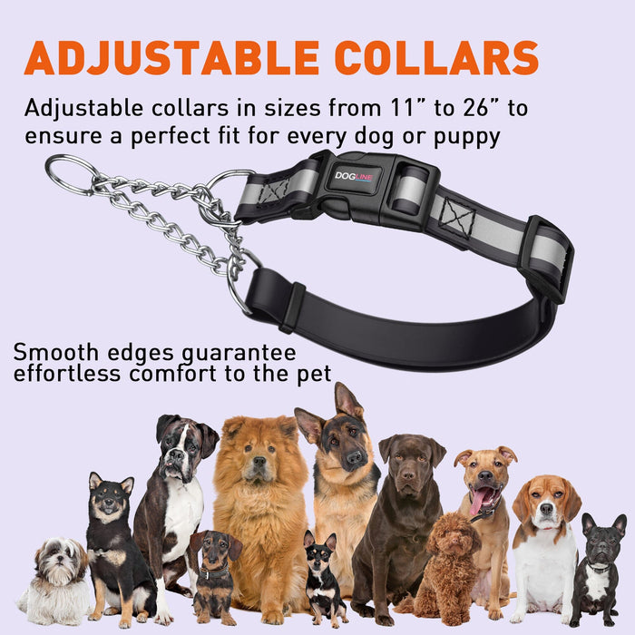 Reflective Biothane Martingale Collar with Quick Release Buckle